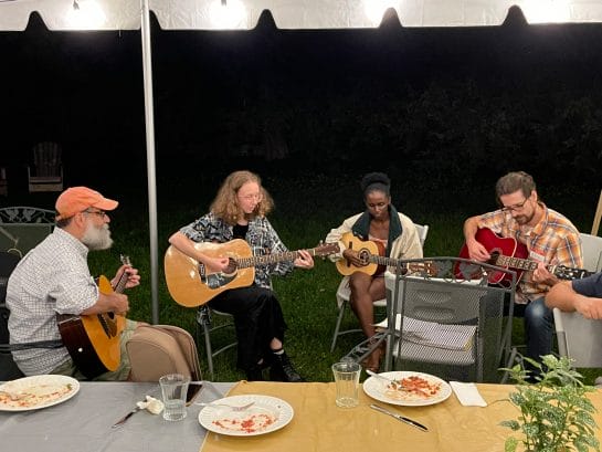 Marty plays music with his UVA students