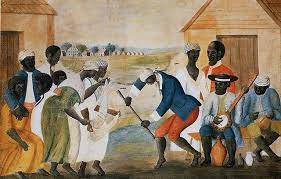 The Old Plantation Painting, featuring an early banjo-player